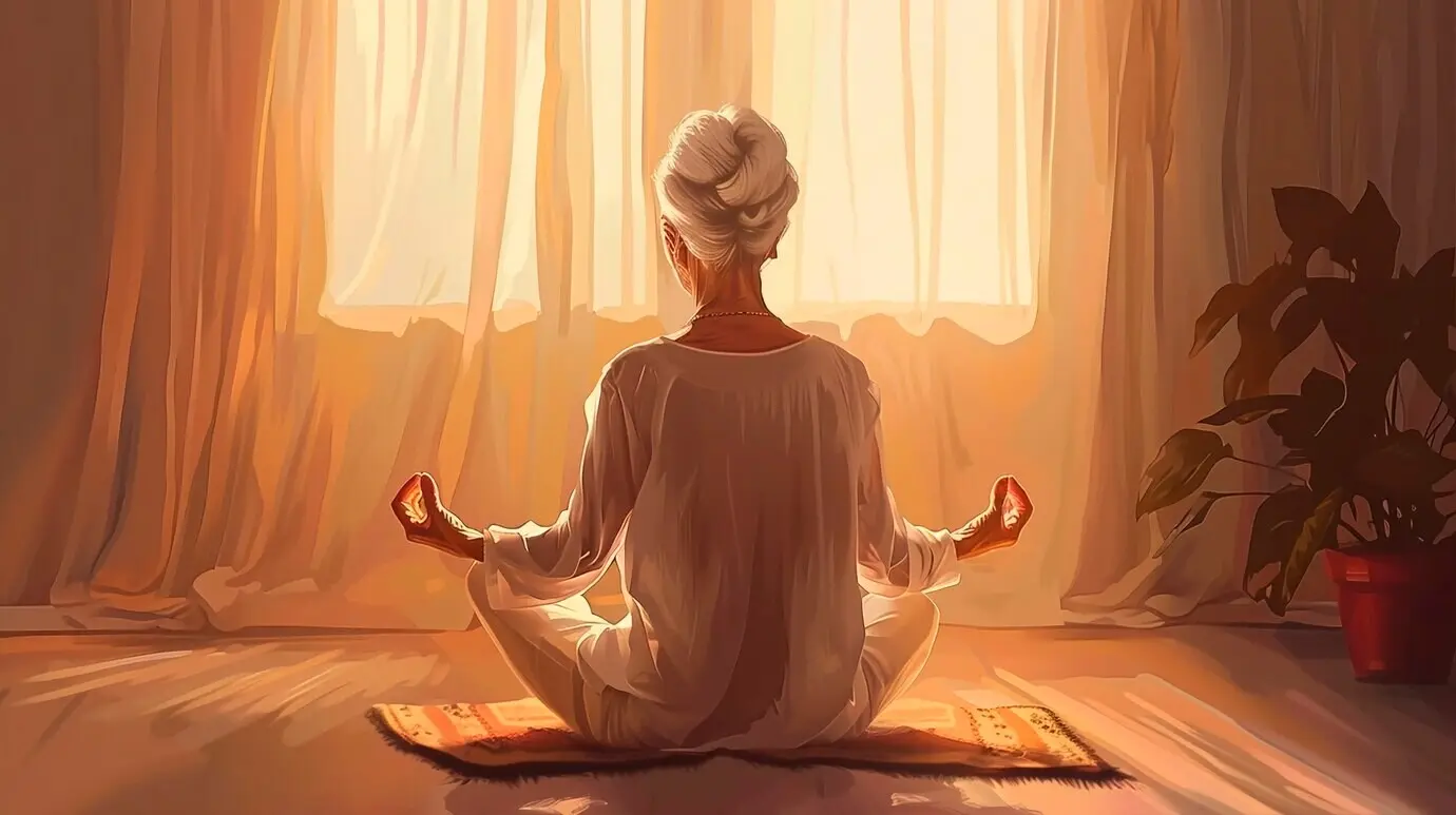 Konzept der Meditation im Stil digitaler Kunst